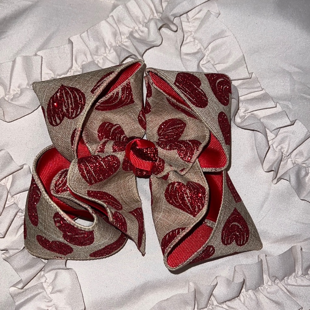 New Girls boutique style bow with glitter hearts